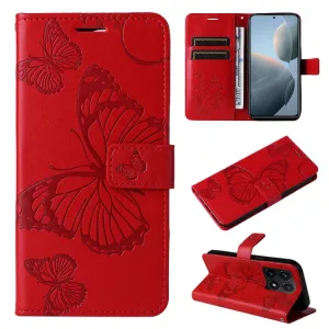 ART BUTTERFLY Peňaženkový obal pre Xiaomi 14T červený