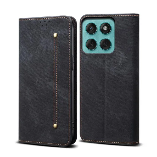 DENIM Peňaženkový kryt pre Motorola Edge 60 / Edge 60 Fusion čierny