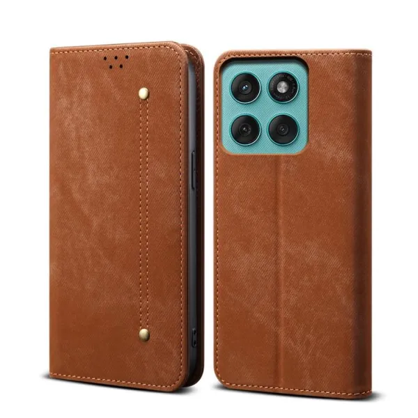 DENIM Peňaženkový kryt pre Motorola Edge 60 / Edge 60 Fusion hnedý