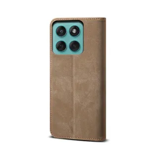 DENIM Peňaženkový kryt pre Motorola Edge 60 / Edge 60 Fusion šedohnedý