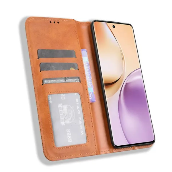 BUSINESS Peňaženkové puzdro pre Realme 14 Pro 5G hnedé