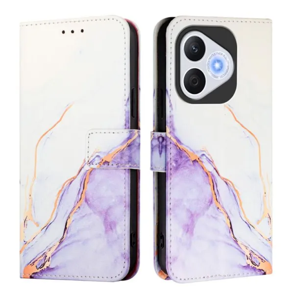 ART MARBLE Peňaženkový kryt pre Honor 400 Lite WHITE PURPLE