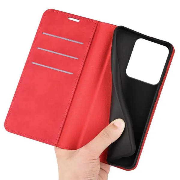 MAGNETIC Zaklápací kryt pre Xiaomi Redmi Note 14S červený