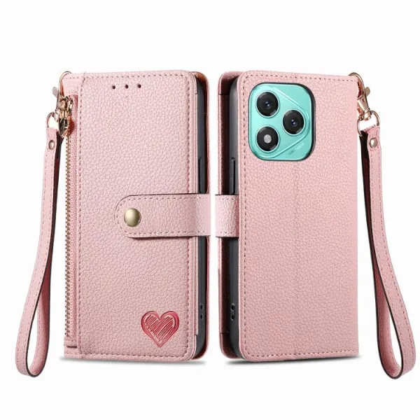 HEART Peňaženkové puzdro pre Honor 400 Lite 5G ružové
