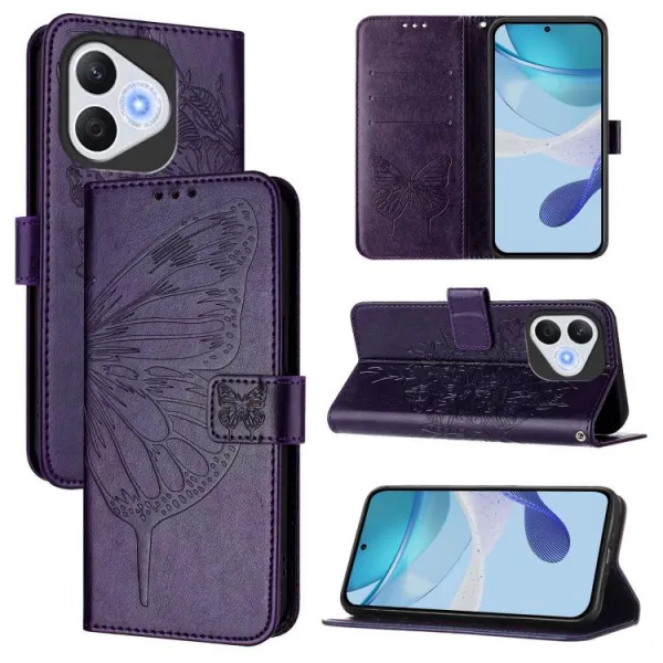 ART BUTTERFLY Peňaženkový obal pre Honor 400 Lite 5G tmavofialový