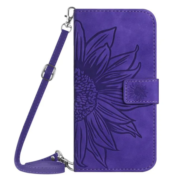 ART SUNFLOWER Peňaženkový obal so šnúrkou pre Xiaomi Redmi Note 15 Pro tmavofialový