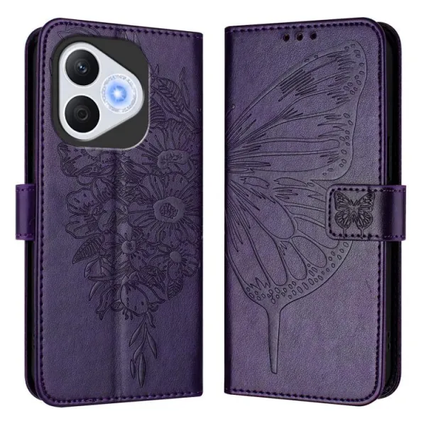 ART BUTTERFLY Peňaženkový obal pre Honor 400 Lite 5G tmavofialový
