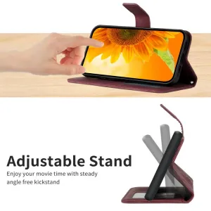 ART SUNFLOWER Peňaženkový obal so šnúrkou pre Xiaomi Redmi Note 15 Pro bordový
