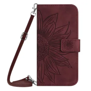 ART SUNFLOWER Peňaženkový obal so šnúrkou pre Xiaomi Redmi Note 15 Pro bordový