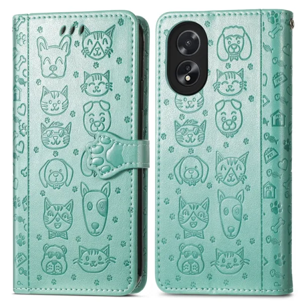 ART ANIMALS Peňaženkový obal pre Oppo A38 zelený