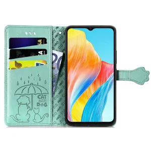 ART ANIMALS Peňaženkový obal pre Oppo A38 zelený