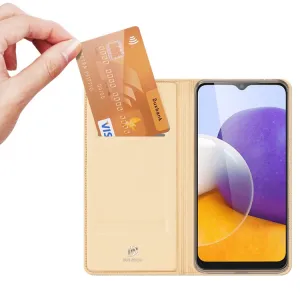 Dux Ducis Skin Pro knižkové kožené puzdro na Samsung Galaxy A22 4G, zlaté