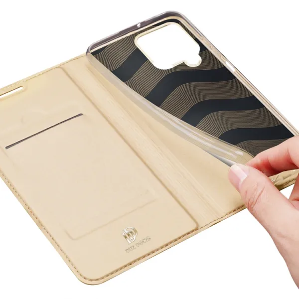 Dux Ducis Skin Pro knižkové kožené puzdro na Samsung Galaxy A22 4G, zlaté