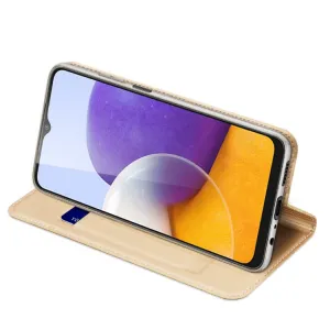 Dux Ducis Skin Pro knižkové kožené puzdro na Samsung Galaxy A22 4G, zlaté