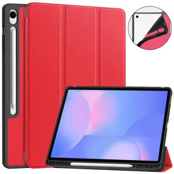 LEATHER Zaklápací kryt pre Samsung Galaxy Tab S10 FE+ červený
