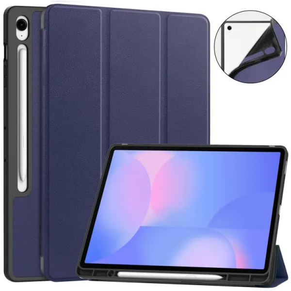 LEATHER Zaklápací kryt pre Samsung Galaxy Tab S10 FE+ modrý