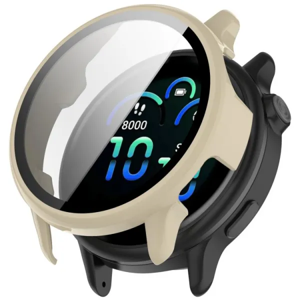 PC FULL COVER Plastový kryt so sklom pre Garmin Vivoactive 6 IVORY WHITE