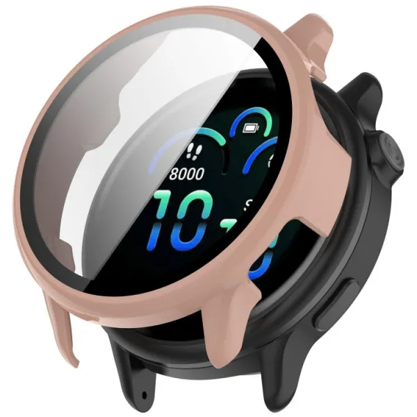 PC FULL COVER Plastový kryt so sklom pre Garmin Vivoactive 6 ružový