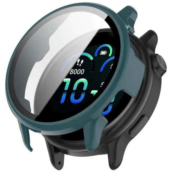 PC FULL COVER Plastový kryt so sklom pre Garmin Vivoactive 6 zelený