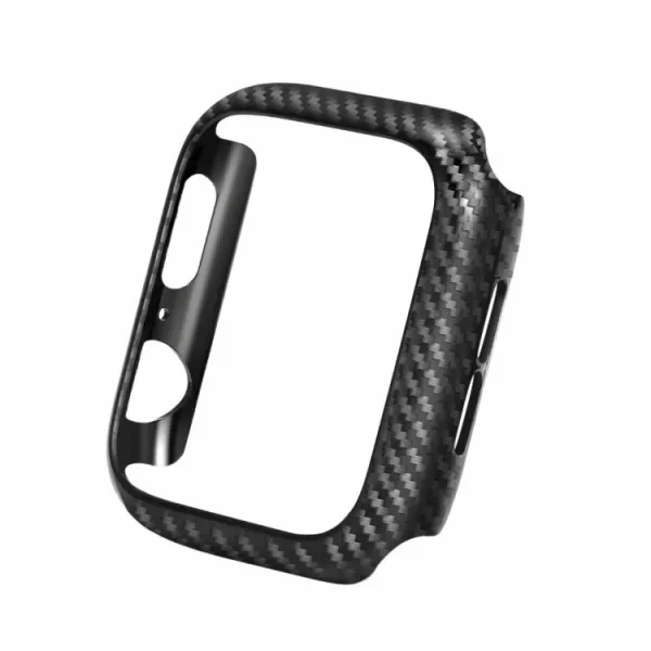 CARBON Kožený remienok + obal Apple Watch 5 / Watch 4 (40mm) čierny