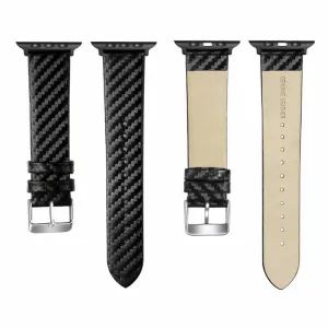 CARBON Kožený remienok + obal Apple Watch 5 / Watch 4 (40mm) čierny