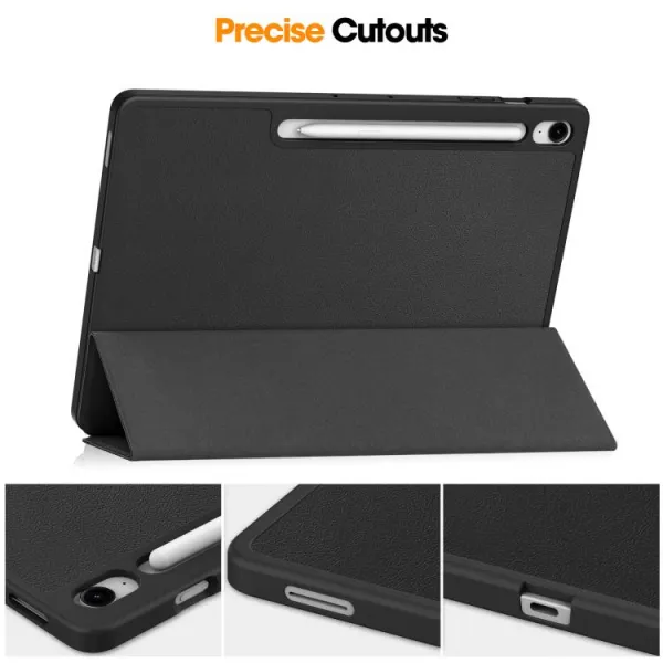 LEATHER Zaklápací kryt pre Samsung Galaxy Tab S10 FE+ čierny