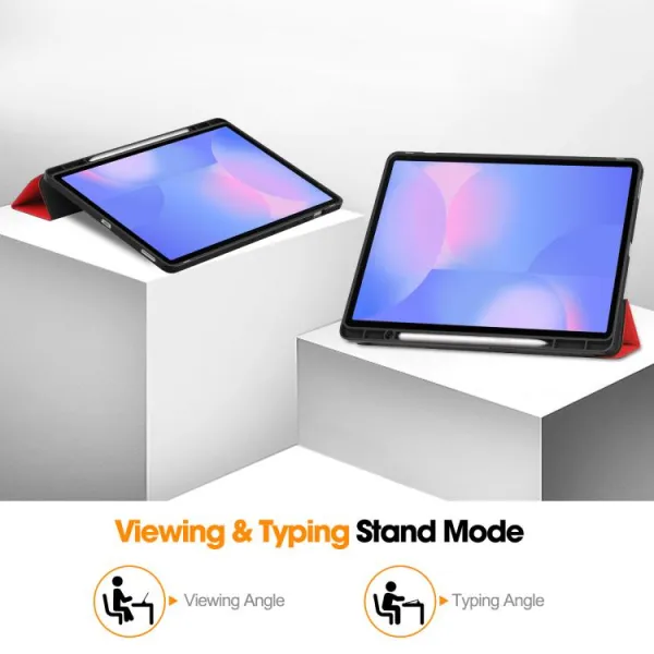 LEATHER Zaklápací kryt pre Samsung Galaxy Tab S10 FE+ červený