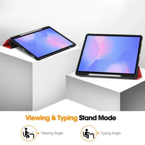 LEATHER Zaklápací kryt pre Samsung Galaxy Tab S10 FE+ červený