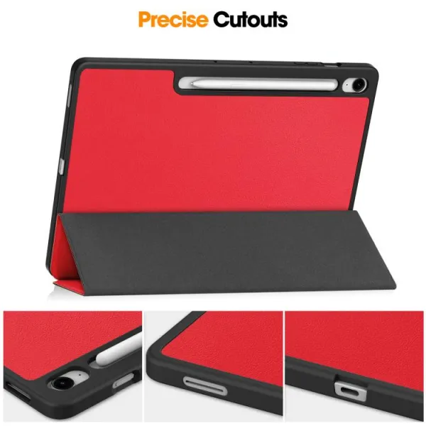 LEATHER Zaklápací kryt pre Samsung Galaxy Tab S10 FE+ červený