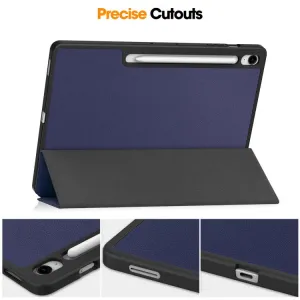 LEATHER Zaklápací kryt pre Samsung Galaxy Tab S10 FE+ modrý