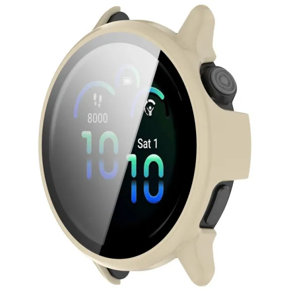 PC FULL COVER Plastový kryt so sklom pre Garmin Vivoactive 6 IVORY WHITE