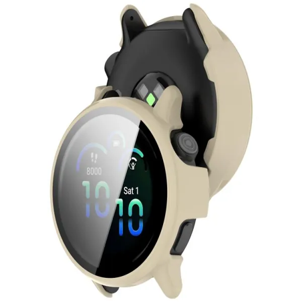 PC FULL COVER Plastový kryt so sklom pre Garmin Vivoactive 6 IVORY WHITE