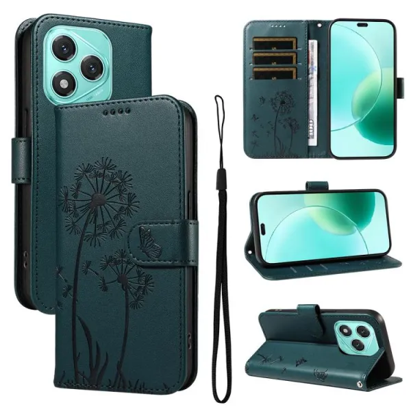 ART DANDELION Peňaženkové puzdro pre Honor 400 Lite 5G tmavozelené
