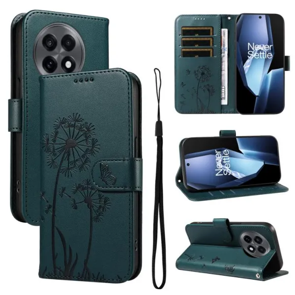 ART DANDELION Peňaženkové puzdro pre OnePlus 13R 5G tmavozelené