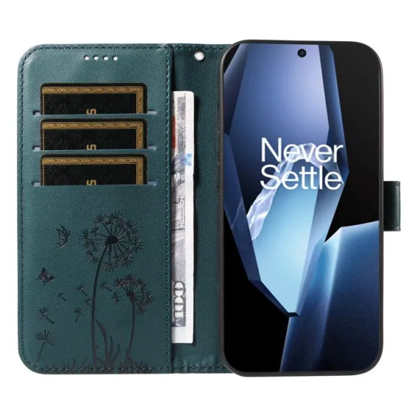 ART DANDELION Peňaženkové puzdro pre OnePlus 13R 5G tmavozelené