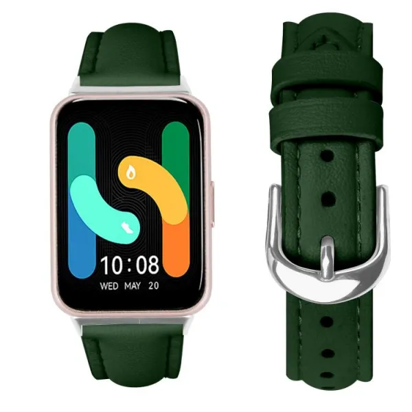 LEATHER Kožený remienok pre Samsung Galaxy Fit3 tmavozelený