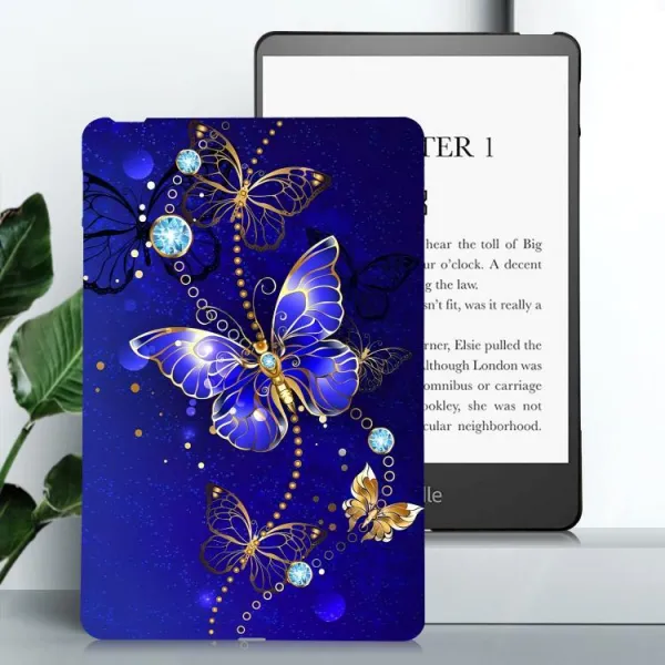 ART TPU Ochranný kryt pre Amazon Kindle Paperwhite 2024 BLUE BUTTERFLY