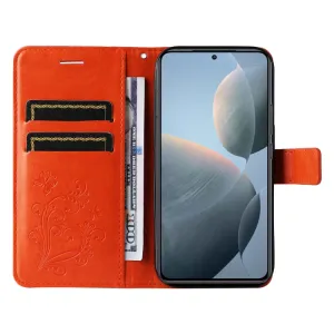 ART BUTTERFLY Peňaženkový obal pre Xiaomi 14T oranžový