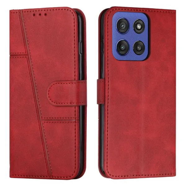 STITCHED Peňaženkový kryt pre Motorola Edge 60 / Edge 60 Fusion červený