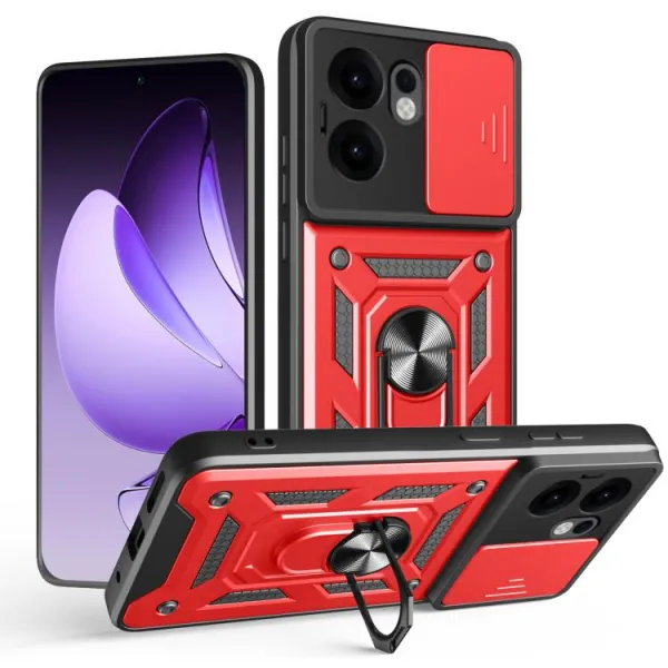 RING CAMERA Kryt s držiakom pre Oppo Reno13 F 5G / Reno13 FS 5G červený