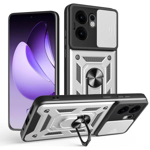 RING CAMERA Kryt s držiakom pre Oppo Reno13 F 5G / Reno13 FS 5G strieborný