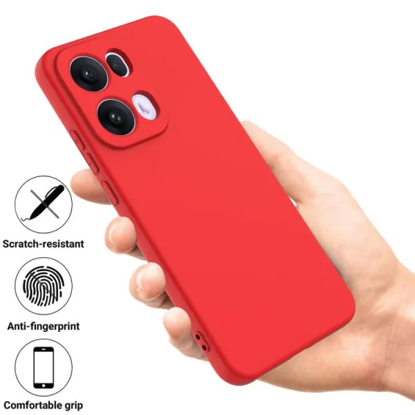 RUBBER Ochranný kryt pre Oppo Reno13 Pro 5G červený