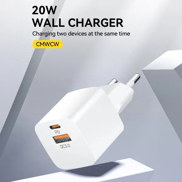 WOZINSKY CMWCW 20W Sieťová nabíjačka USB-C / USB-A biela