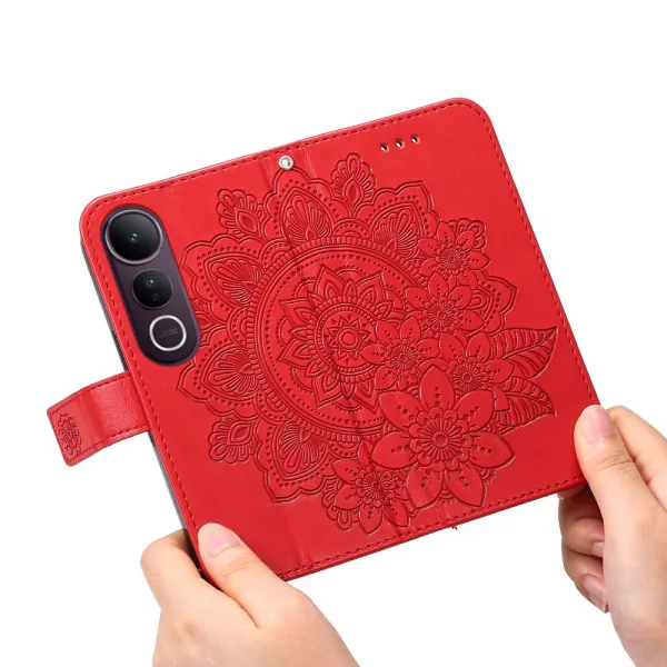 ART MANDALA Peňaženkový kryt pre Vivo V50 Lite červený