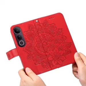 ART MANDALA Peňaženkový kryt pre Vivo V50 Lite červený