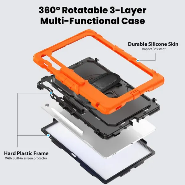 SOLID 360 Odolný obal pre Samsung Galaxy Tab S10 FE+ oranžový