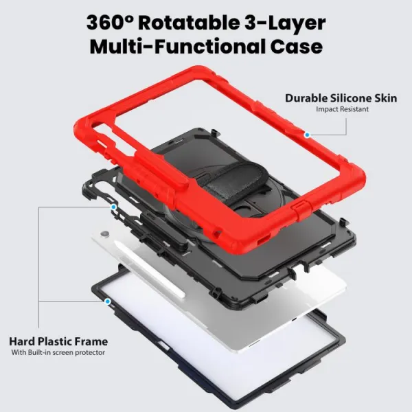SOLID 360 Odolný obal pre Samsung Galaxy Tab S10 FE+ červený