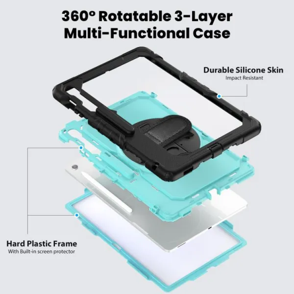 SOLID 360 Odolný obal pre Samsung Galaxy Tab S10 FE+ svetlomodrý