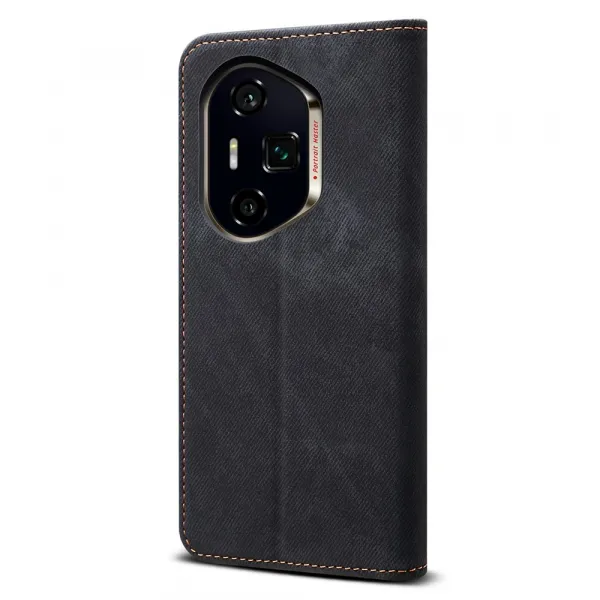DENIM Peňaženkový kryt pre Honor 400 Pro 5G čierny