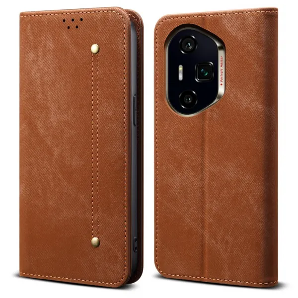 DENIM Peňaženkový kryt pre Honor 400 Pro 5G hnedý